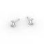 Emerald Brilliant Diamond Stud Earrings -  Four Prong 18K White Gold