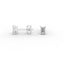 Emerald Brilliant Diamond Stud Earrings -  Four Prong 18K White Gold