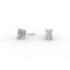 Emerald Brilliant Diamond Stud Earrings -  Four Prong 18K White Gold