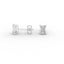 Emerald Brilliant Diamond Stud Earrings -  Four Prong 18K White Gold
