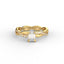 18K Gold Emerald Cut Diamond Twist Pavé 1.25mm Engagement Ring 4-Prong