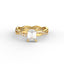 18K Gold Emerald Cut Diamond Twist Pavé 1.25mm Engagement Ring 4-Prong