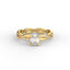 18K Gold Oval Cut Diamond Twist Pavé 1.25mm Engagement Ring 4-Prong