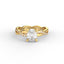 18K Gold Oval Cut Diamond Twist Pavé 1.25mm Engagement Ring 4-Prong