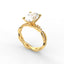 18K Gold Oval Cut Diamond Twist Pavé 1.25mm Engagement Ring 4-Prong