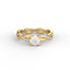 18K Gold Round Cut Diamond Twist Pavé 1.25mm Engagement Ring 4-Prong