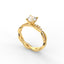 18K Gold Round Cut Diamond Twist Pavé 1.25mm Engagement Ring 4-Prong