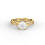 18K Gold Round Cut Diamond Twist Pavé 1.25mm Engagement Ring 4-Prong