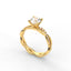 18K Gold Round Cut Diamond Twist Pavé 1.25mm Engagement Ring 4-Prong