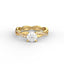 18K Gold Round Cut Diamond Twist Pavé 1.25mm Engagement Ring 4-Prong