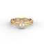 18K Gold Emerald Cut Diamond Twist Pavé 1.25mm Engagement Ring Classic Basket