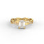 18K Gold Emerald Cut Diamond Twist Pavé 1.25mm Engagement Ring Classic Basket